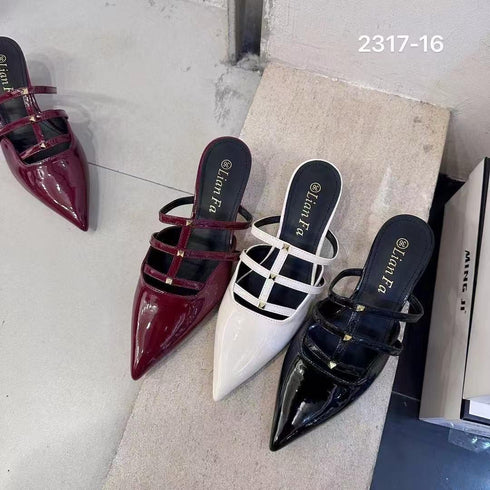 Women Slid On Pointy Toe Kitten Heels